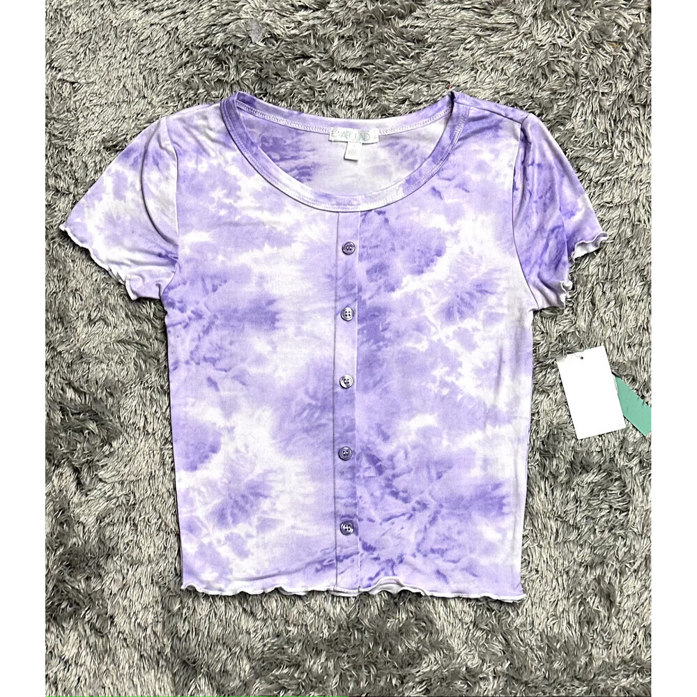 Abound Women's Button Front Top In Light/Pastel Purple Tie Dye Size M